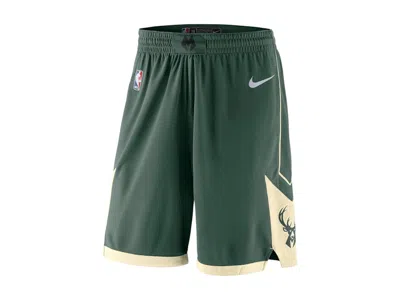 Pre-owned Nike Men's  Nba Swingman Milwaukee Bucks Icon Edition Shorts In Green/white/cream