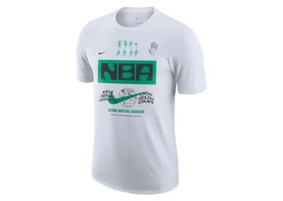 Pre-owned Nike Men's  Nba Team 31 Courtside Max 90 Loose Fit Short Sleeve T-shirt In White/black/green In Multi
