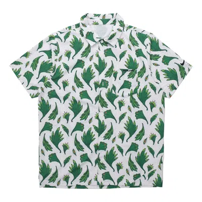 Nike Men's  Nigeria Feather Printing Woven Short Sleeve White Shirt In Green
