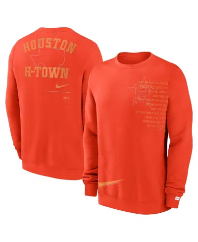 NIKE MEN'S NIKE ORANGE HOUSTON ASTROS STATEMENT BALL GAME FLEECE PULLOVER SWEATSHIRT