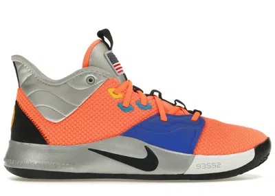 Pre-owned Nike Men's  Pg 3 Nasa Sneakers In Total Orange/black/metallic Silver In Multi