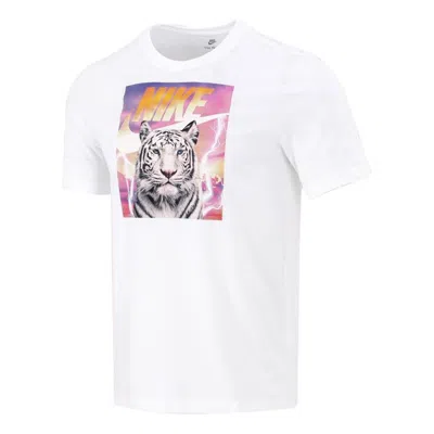 Nike Men's  Printing Sports Breathable Round Neck Short Sleeve White T-shirt
