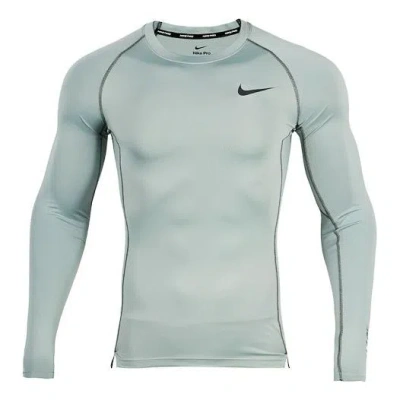 Nike Men's  Pro Dri-fit Athleisure Casual Sports Round Neck Long Sleeves Green T-shirt