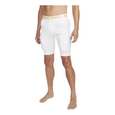 Nike Men's  Pro Hyperstrong Alphabet Waist Logo Printing Slim Fit Shorts White