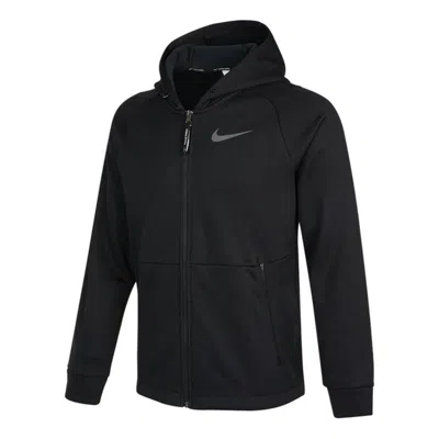 Nike Men's  Pro Therma-fit Fleece Stay Warm Sports Training Hooded Logo Jacket Autumn Black