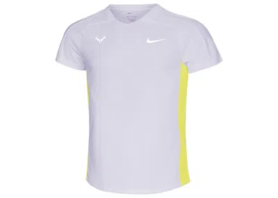 Pre-owned Nike Men's  Rafael Nadal Court Drifit Adv T-shirt In Violet Frost/yellow Strike/white