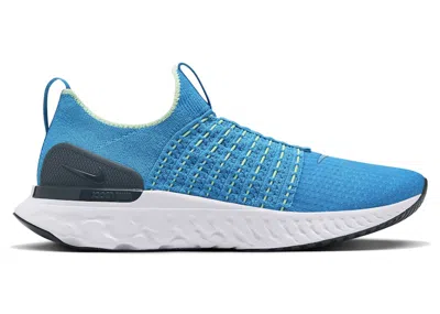 Pre-owned Nike Men's  React Phantom Run Flyknit 2 Sneakers In Blue Orbit/vapor Green/deep Ocean