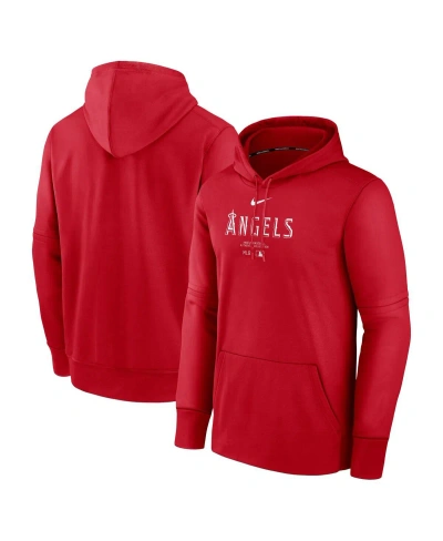 Nike Men's Los Angeles Angels Authentic Collection Practice  Therma Mlb Pullover Hoodie In Red