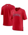 Nike Men's  Red Los Angeles Angels Authentic Collection Pregame Raglan Performance V-neck T-shirt In Red