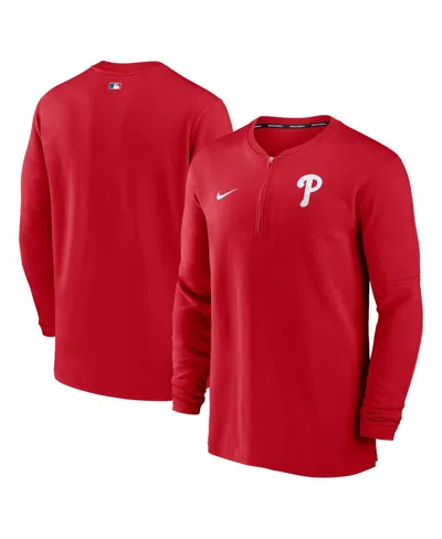 Nike Men's  Red Philadelphia Phillies Authentic Collection Game Time Performance Quarter-zip Top