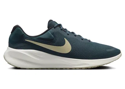 Pre-owned Nike Men's  Revolution 7 Desert Khaki Sneakers In Armory Navy Blue/green Strike/hyper Pink In Multi