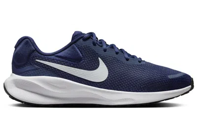 Pre-owned Nike Men's  Revolution 7 Pure Platinum Sneakers In Midnight Navy Blue/black/white