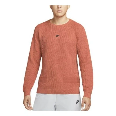 Nike Men's  Round Neck Long Sleeves Casual Sports Pullover Knitwear Madder Root Brown In Pink