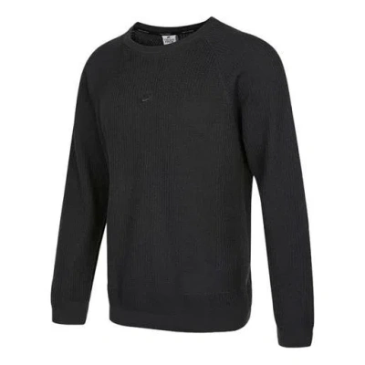 Nike Men's  Round Neck Long Sleeves Casual Sports Pullover Wool Sweater Black