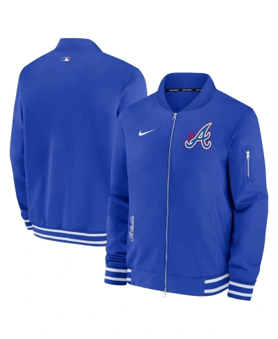 NIKE MEN'S NIKE ROYAL ATLANTA BRAVES AUTHENTIC COLLECTION GAME TIME BOMBER FULL-ZIP JACKET