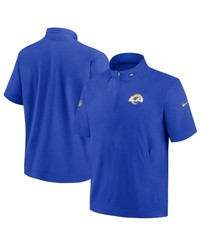 Nike Men's  Royal Los Angeles Rams Sideline Coach Short Sleeve Hoodie Quarter-zip Jacket