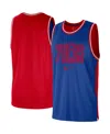 Nike Men's  Royal, Red Philadelphia 76ers Courtside Versus Force Split Dna Performance Mesh Tank Top In Royal,red