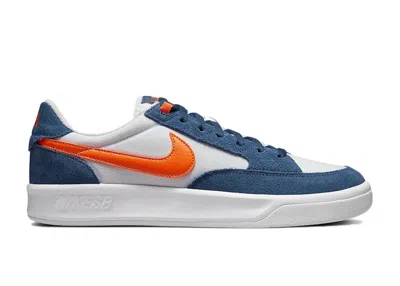 Pre-owned Nike Men's  Sb Adversary Premium Safety Orange Sneakers In Navy Blue/white