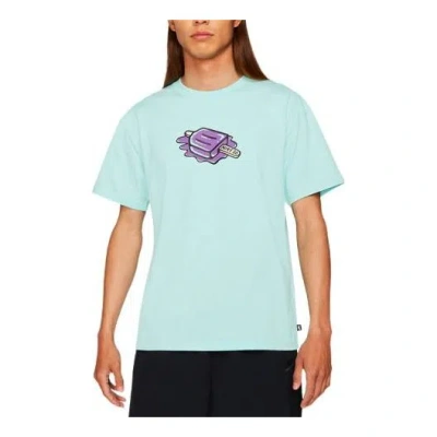 Nike Men's  Sb Cartoon Popsicle Printing Skateboard Knit Sports Short Sleeve Green T-shirt