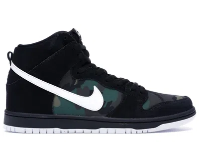 Pre-owned Nike Men's  Sb Dunk High Camo Sneakers In Black/white/iguana
