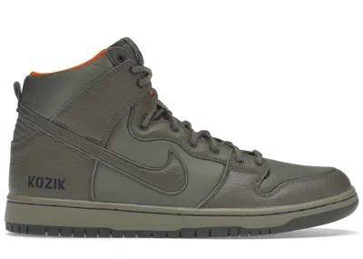Pre-owned Men's  Sb Dunk High Frank Kozik Sneakers In Steel Green/olive Khaki/safety Orange from StockX