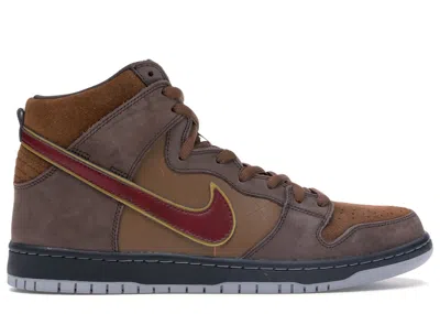Pre-owned Nike Men's  Sb Dunk High Spot Cigar City Sneakers In Dark Oak/team Red/lt Brtsh Tn