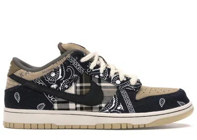 Pre-owned Nike Men's  Sb Dunk Low Travis Scott Sneakers In Black/parachute Beige In Multi