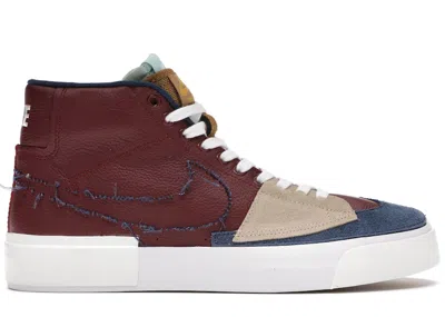 Pre-owned Nike Men's  Sb Zoom Blazer Mid Edge Sneakers In Team Red/tan/navy Blue