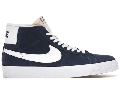 Pre-owned Nike Men's  Sb Zoom Blazer Mid Sneakers In Navy Blue/white/black