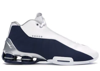 Pre-owned Nike Men's  Shox Bb4 Silver Navy Sneakers In White/metallic Silver/midnight Navy Blue In Multi