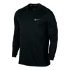 Nike Men's  Small Label Solid Color Round Neck Sports Long Sleeves Black T-shirt