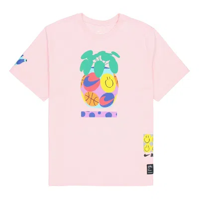 Nike Men's  Smiling Face Printing Athleisure Casual Sports Round Neck Short Sleeve Pink Red T-shirt