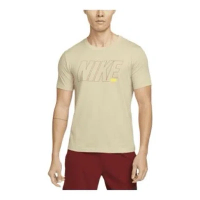 Nike Men's  Solid Color Alphabet Quick Dry Breathable Training Sports Short Sleeve Yellow T-shirt In Gray