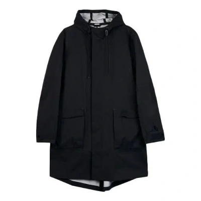 Nike Men's  Solid Color Athleisure Casual Sports Mid-length Hooded Windbreaker In Black