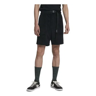 Nike Men's  Solid Color Big Pocket Design Adjustable Belt Sports Straight Shorts Black