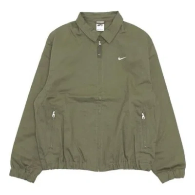 Nike Men's  Solid Color Logo Casual Lapel Jacket Green