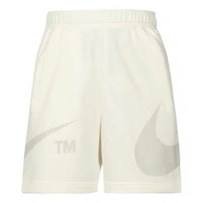 Nike Men's  Solid Color Logo Printing Elastic Waistband Shorts Black In White