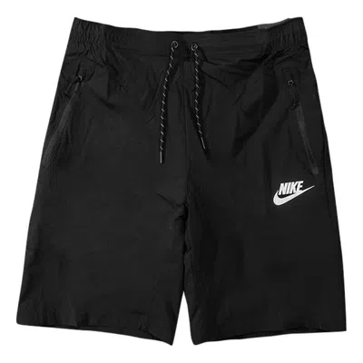 Nike Men's  Solid Color Logo Printing Lacing Shorts Black
