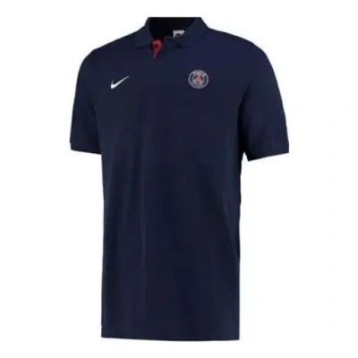 Nike Men's  Solid Color Logo Printing Short Sleeve Navy Blue Polo Shirt