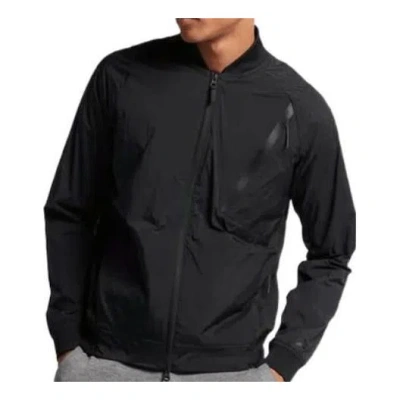 Nike Men's  Solid Color Slim Fit Casual Sports Jacket In Black