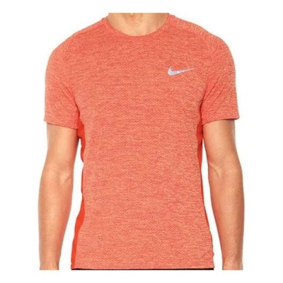 Nike Men's  Solid Color Sports Breathable Round Neck Pullover Short Sleeve Orange T-shirt In Pink