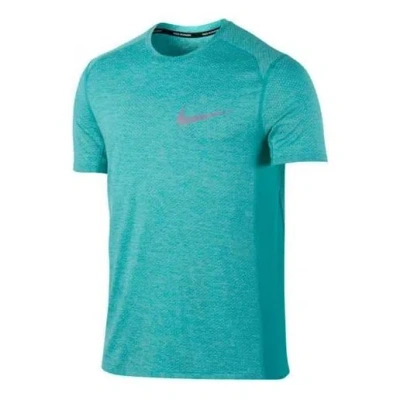Nike Men's  Solid Color Sports Round Neck Pullover Short Sleeve Blue Green T-shirt
