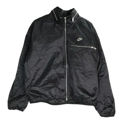 Nike Men's  Solid Color Stand Collar Zipper Sports Black Jacket