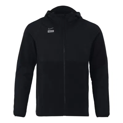 Nike Men's  Solid Color Zipper Hooded Reflective Logo Printing Jacket Autumn Black