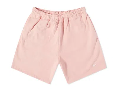 Pre-owned Nike Men's  Solo Swoosh Fleece Shorts In Bleached Coral/white In Multi