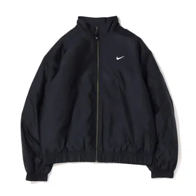 Pre-owned Nike Men's  Solo Swoosh Satin Bomber Jacket (asia Sizing) In Black Kumquat
