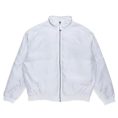 Pre-owned Nike Men's  Solo Swoosh Satin Bomber Jacket (asia Sizing) In Summit White