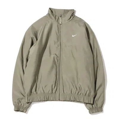 Pre-owned Nike Men's  Solo Swoosh Satin Bomber Jacket In Light Army