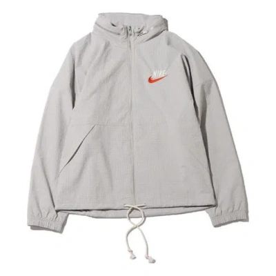 Nike Men's  Sportswear Alphabet Logo Woven Jacket Light Mineral Gray