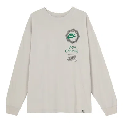 Nike Men's  Sportswear Alphabet Printing Long Sleeves Autumn Light Bone T-shirt In Gray